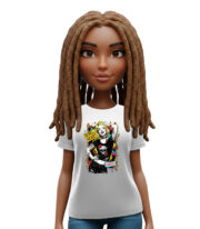 Λευκό T-shirt με δυναμικό και εκφραστικό print “Woman Chaos”