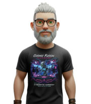 Μαύρο T-shirt με εντυπωσιακό και μοντέρνο print “Cosmic Fusion”