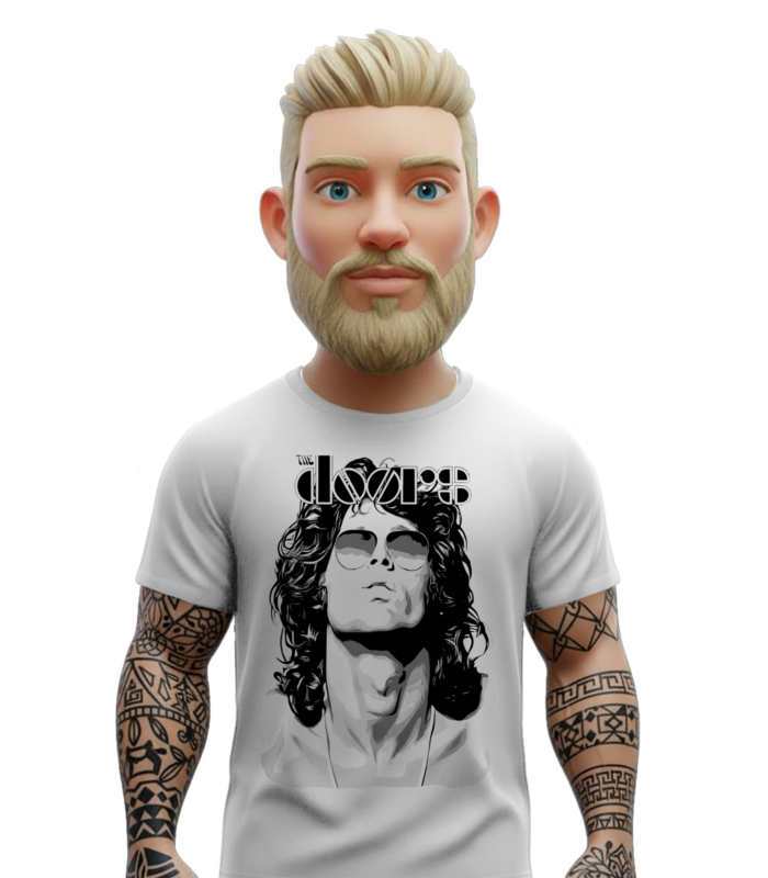 λευκό t-shirt The Doors με rock πορτρέτο σχέδιο