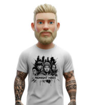 Λευκό T-shirt με ατμοσφαιρικό και μοντέρνο print “Midnight Vibes”