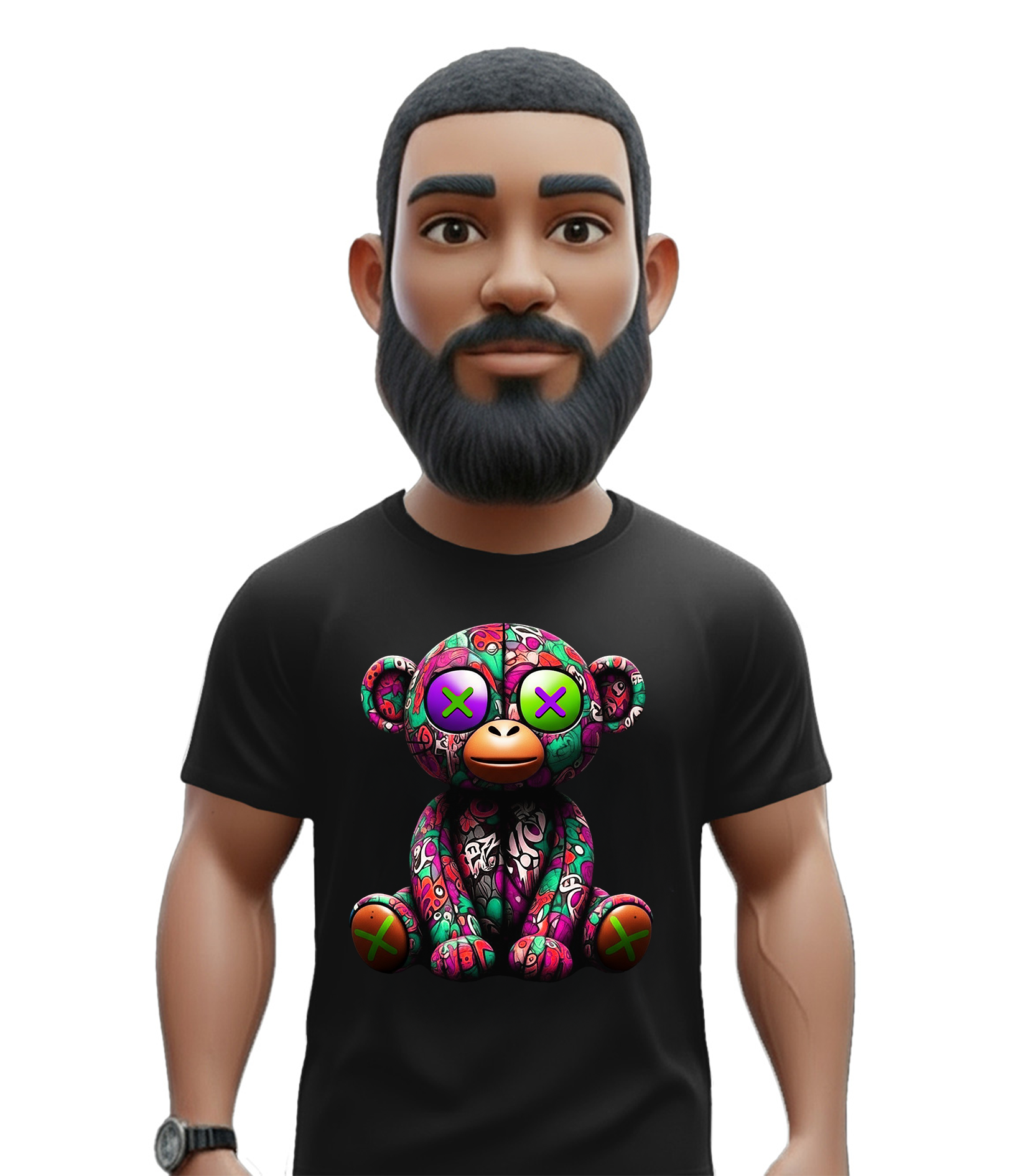 monkey man Monkey Μαύρο T-Shirt με Στάμπα