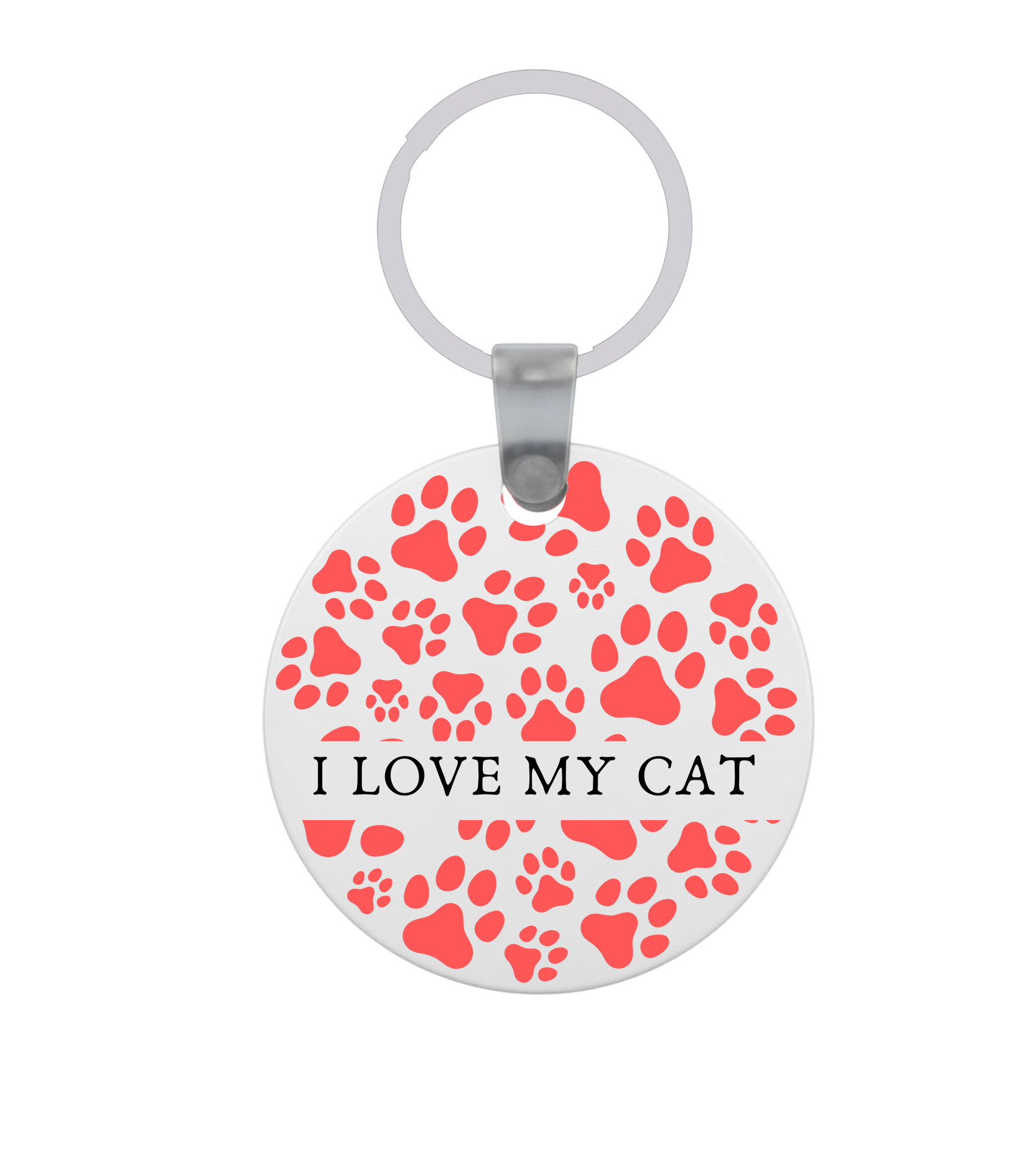I LOVE MY CAT Μπρελόκ στρογγυλό από MDF ( I Love my Cat ) - Image 1