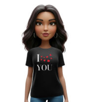 I Love You μαύρο t-shirt με ρομαντικό μήνυμα,