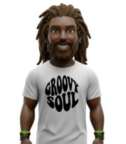 Λευκό T-shirt με minimal και μοντέρνο print “GROOVY SOUL”