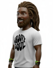 Λευκό T-shirt με minimal και μοντέρνο print “GROOVY SOUL” - Image 2