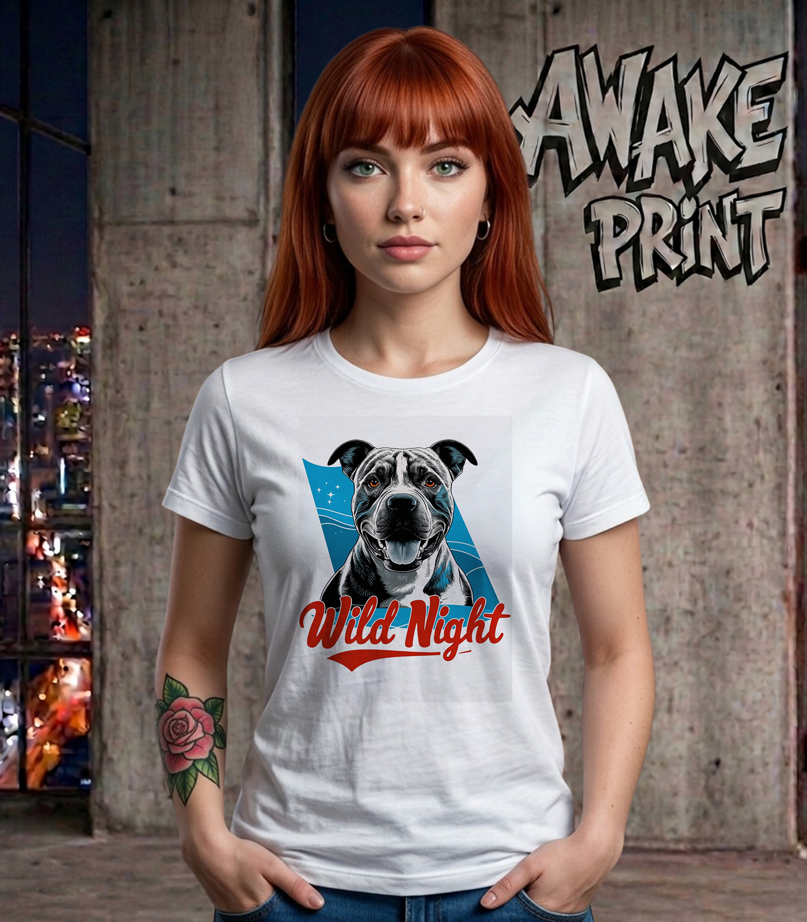 awake-dog Wild Night t-shirt Λευκό - Image 1