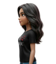 I Love You μαύρο t-shirt με ρομαντικό μήνυμα, - Image 3