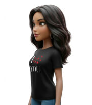 I Love You μαύρο t-shirt με ρομαντικό μήνυμα, - Image 4