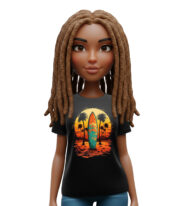 Μαύρο T-shirt με ελεύθερο και καλοκαιρινό print “Surf Spirit”