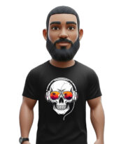 Μαύρο T-shirt με print “Skull Sunset”, ιδανικό για streetwear στυλ.