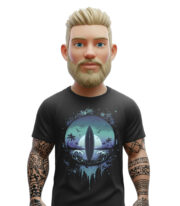 Μαύρο T-shirt με surf vibes και casual street style.