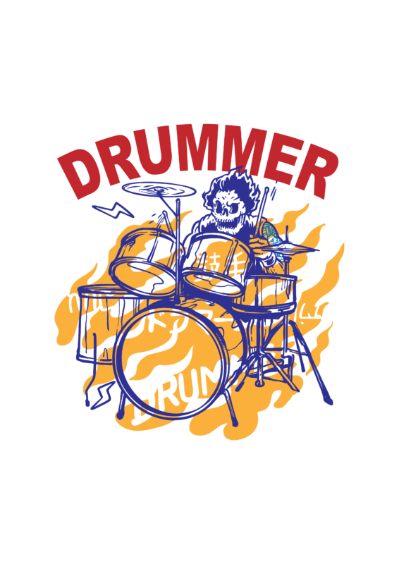 Drummer στάμπα δυναμικό design